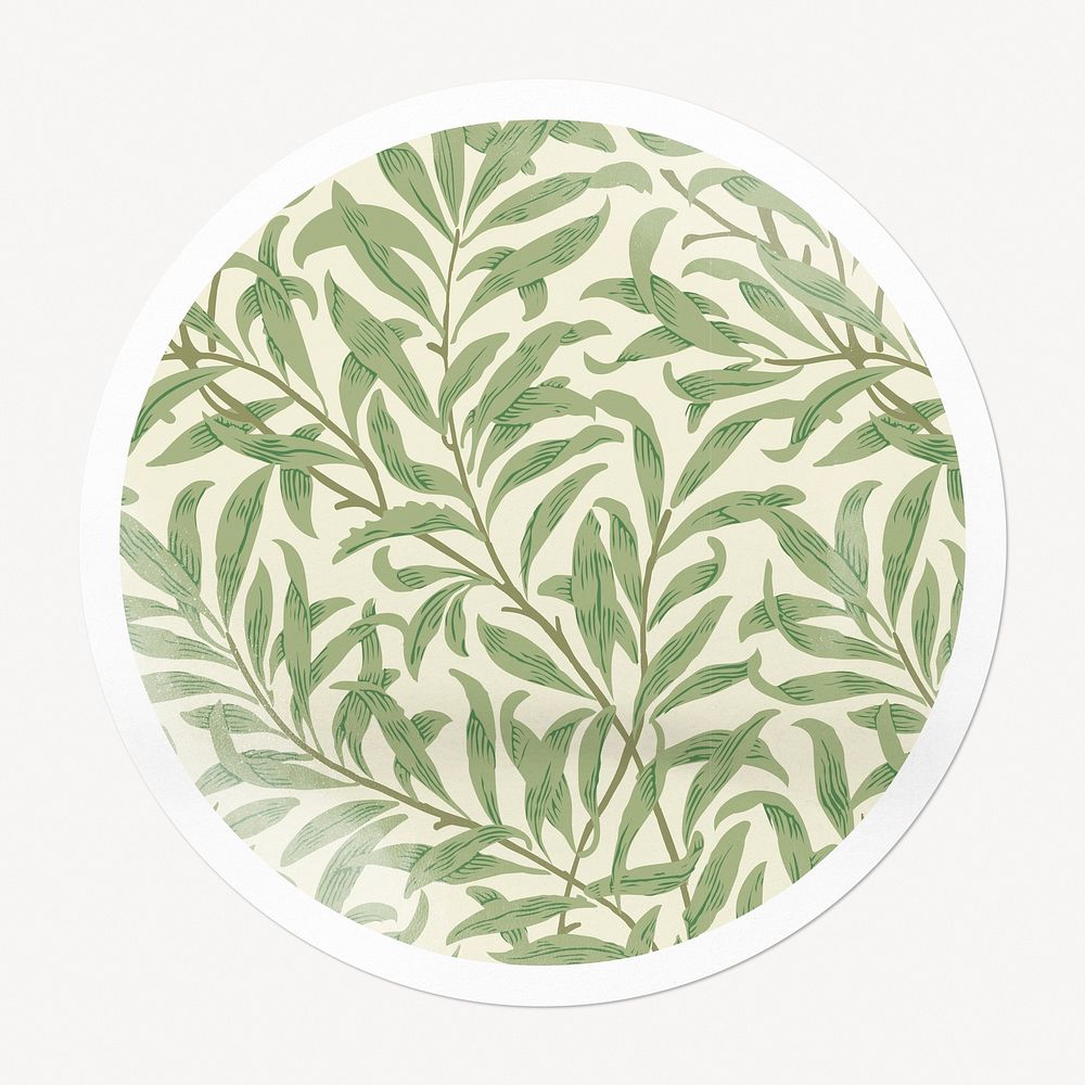 William Morris leaf pattern badge, famous painting, remixed by rawpixel