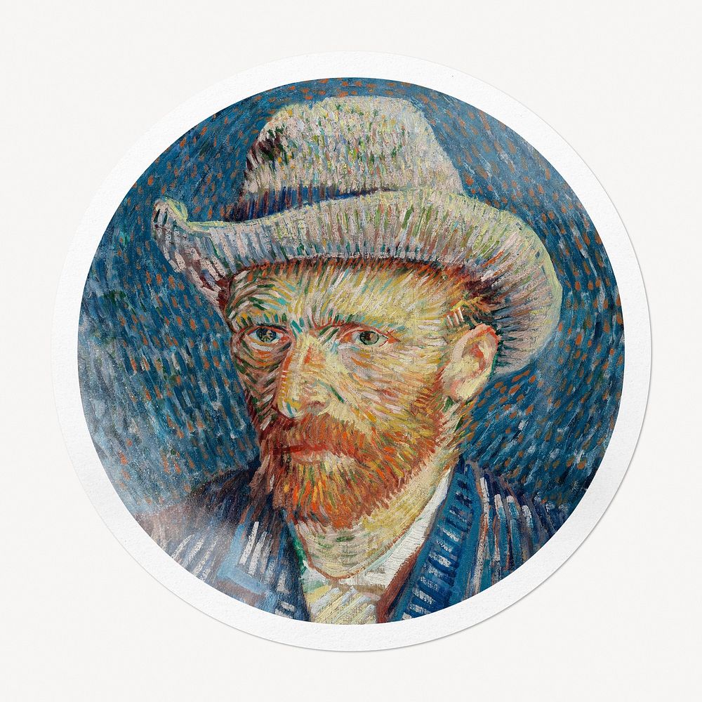 Van Gogh's Self-Portrait badge, famous painting, remixed by rawpixel