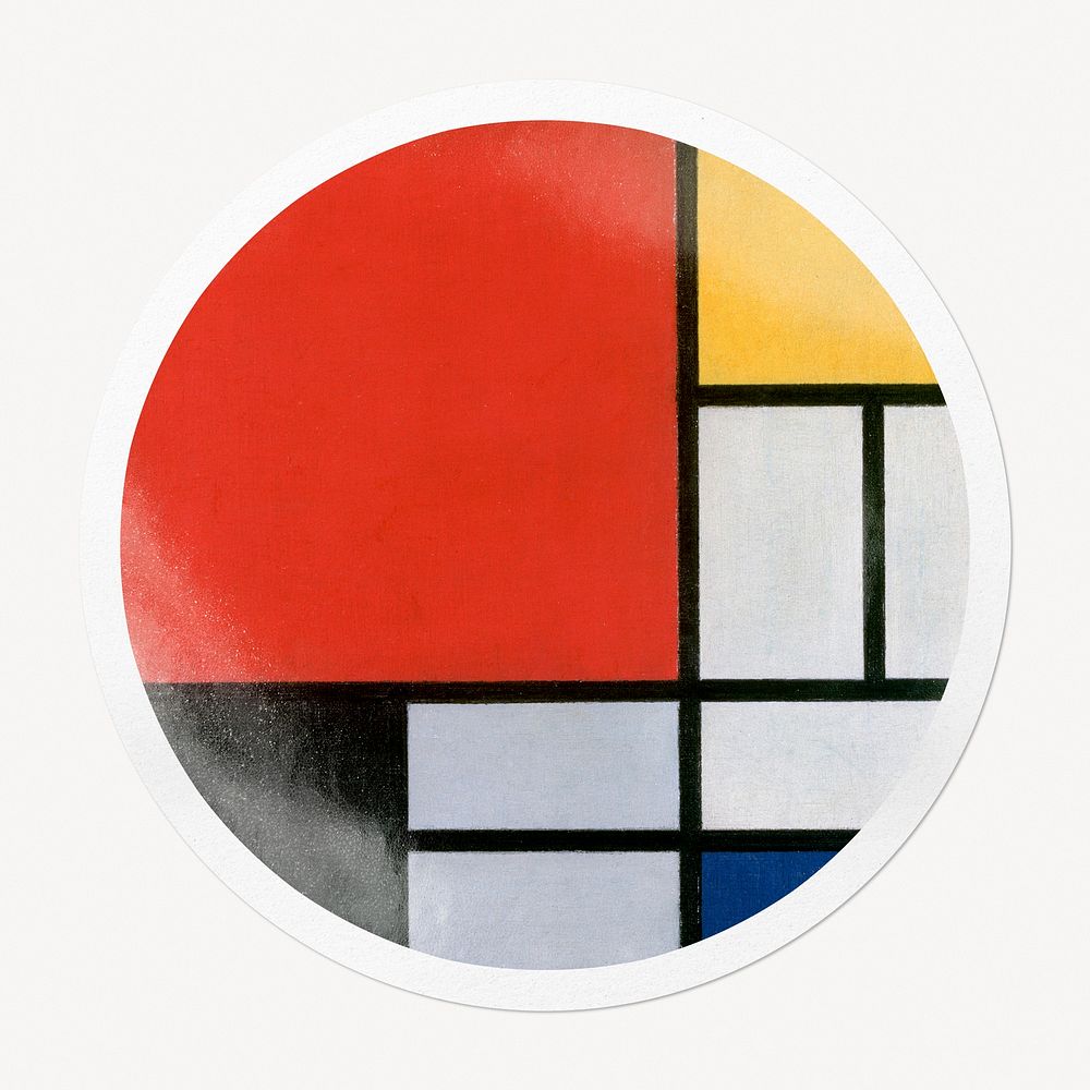 Piet Mondrian's abstract pattern badge, famous artwork remixed by rawpixel