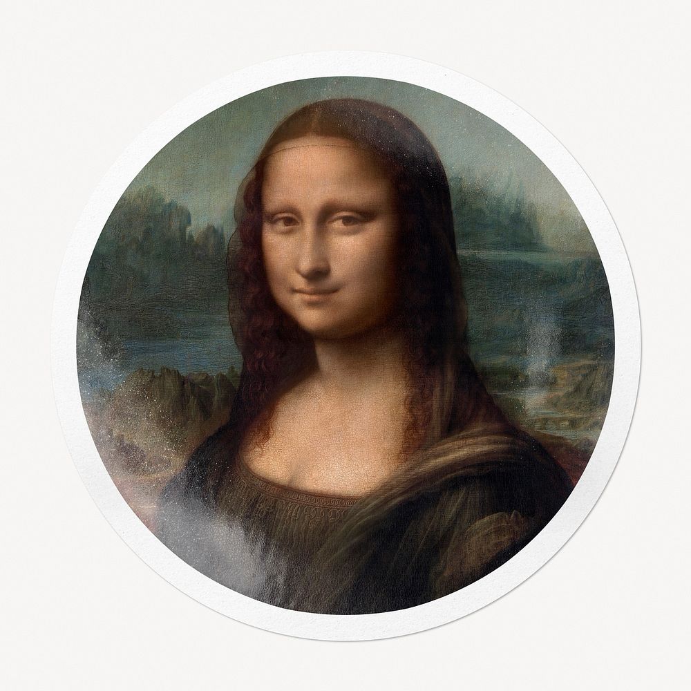 Mona Lisa badge, famous painting, remixed by rawpixel