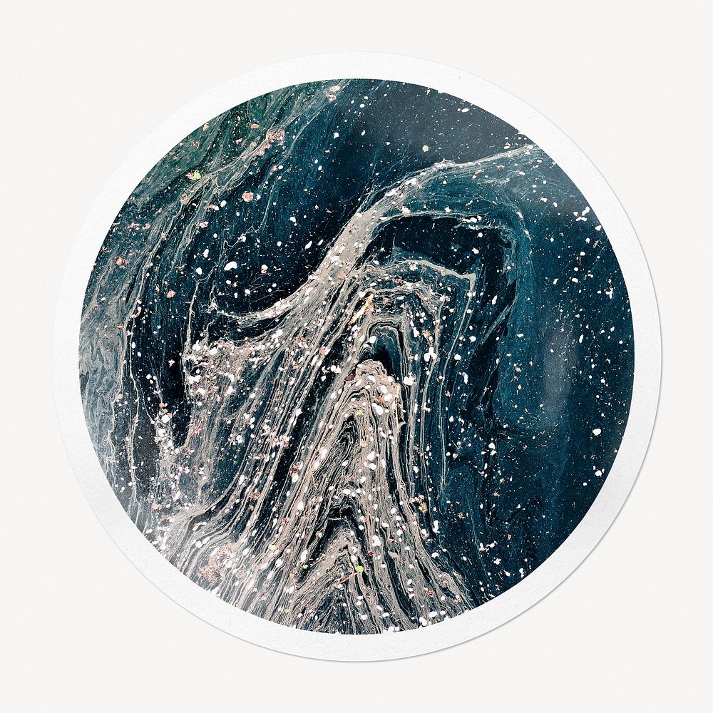 Blue marble aesthetic badge, fluid art image