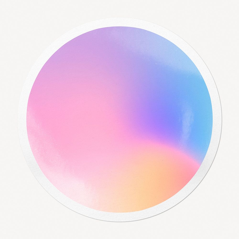 Pink holographic badge, aesthetic color image