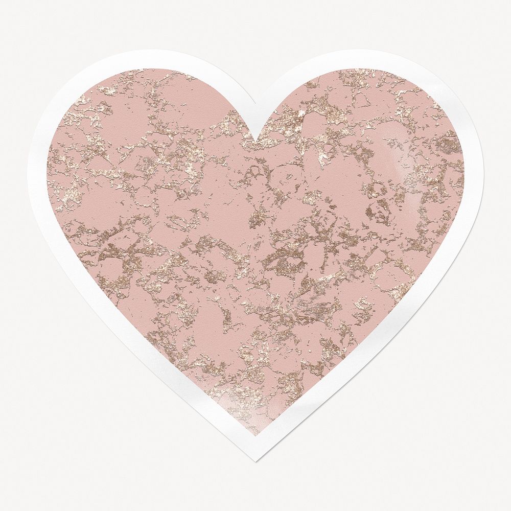 Pink marble heart badge, weathered solid stone texture