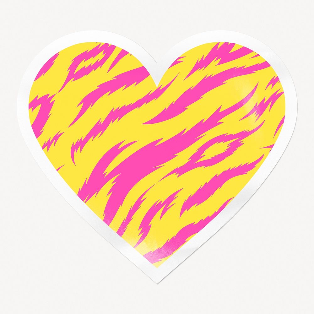 Tiger stripes pattern heart badge, pink animal prints image