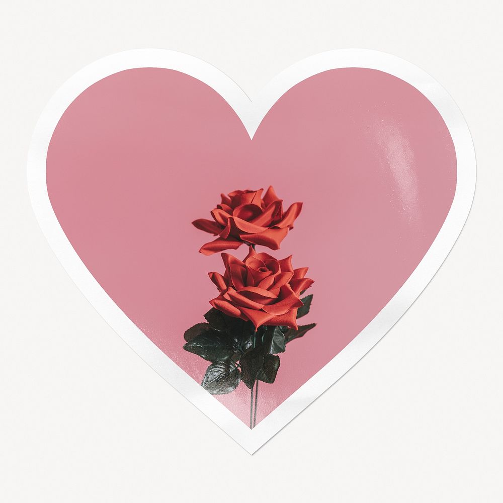 Red roses heart badge, Valentine's celebration image