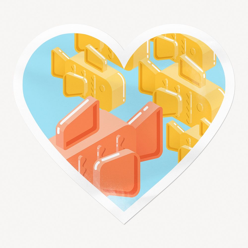 Cute goldfish pattern heart badge, pop color image