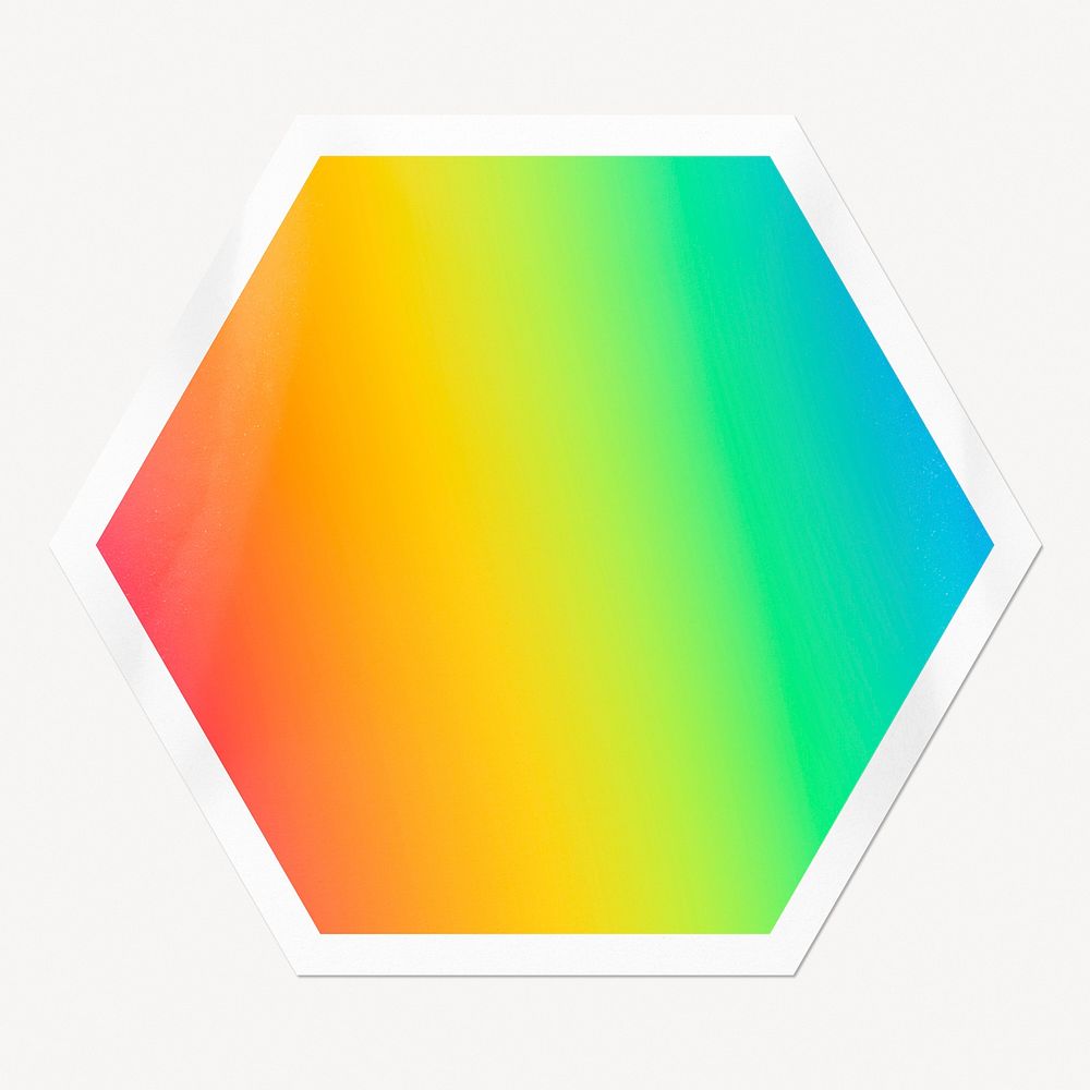 Rainbow gradient hexagon badge, LGBTQ pride flag