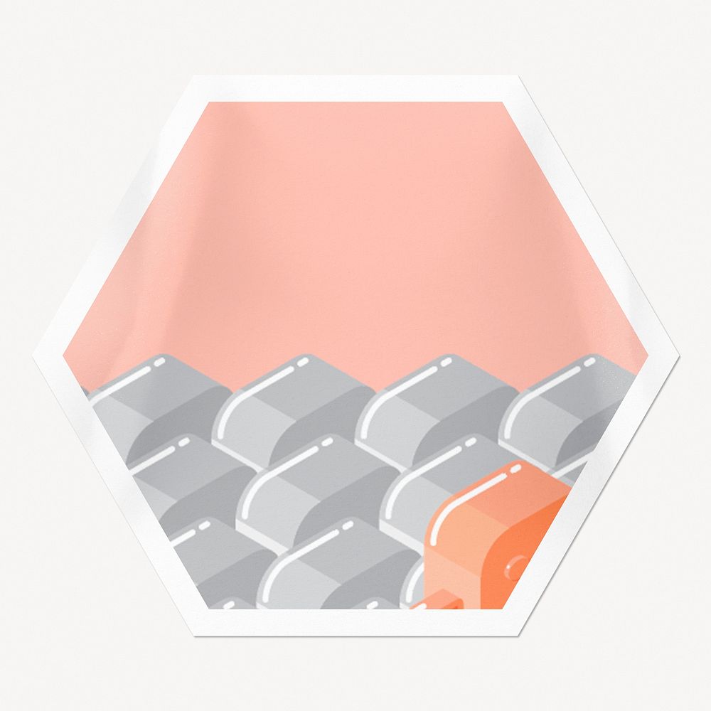 Cute block pattern hexagon badge, pink image