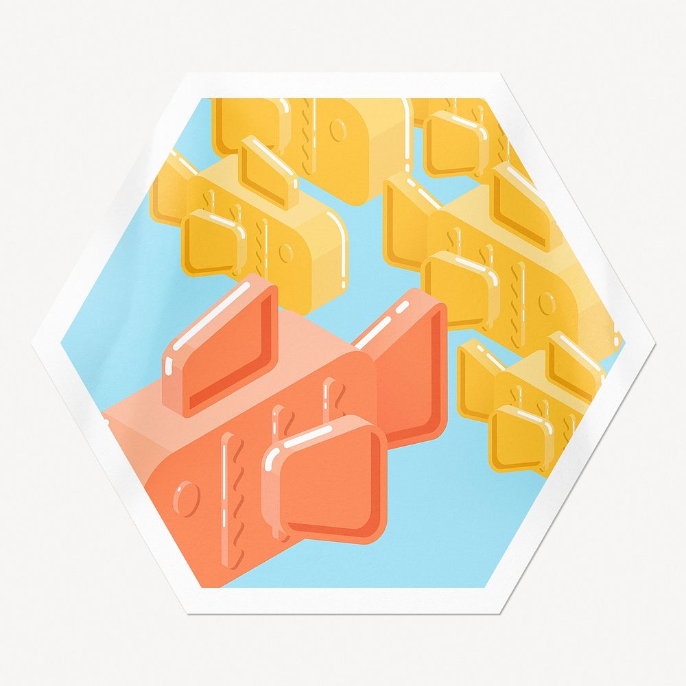 Cute goldfish pattern hexagon badge, pop color image