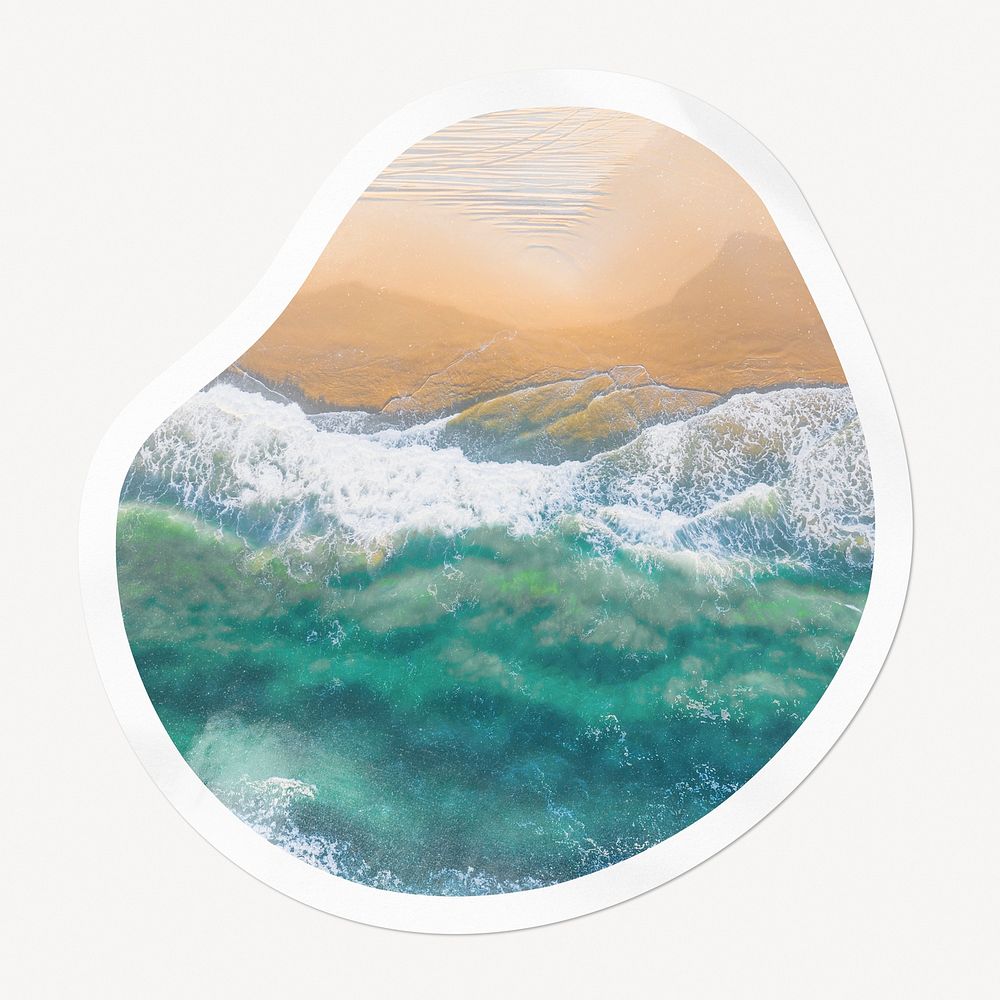 Beach wave badge, abstract shape isolated image