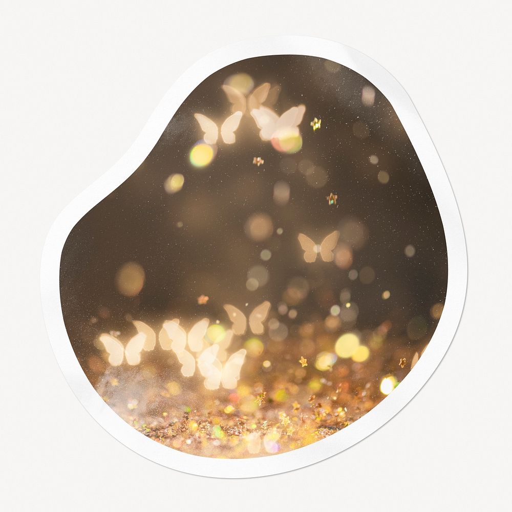 Butterfly bokeh badge, abstract shape isolated image