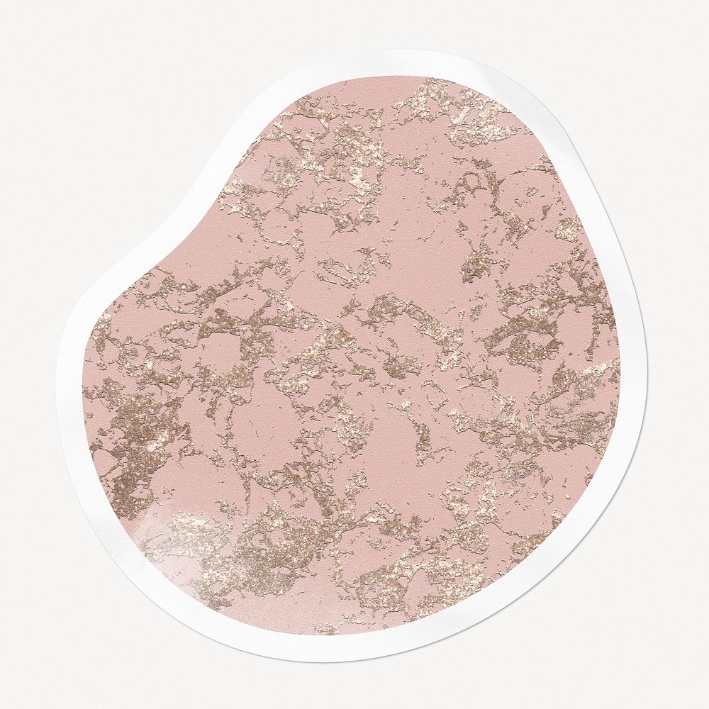 Pink marble badge, abstract shape isolated image