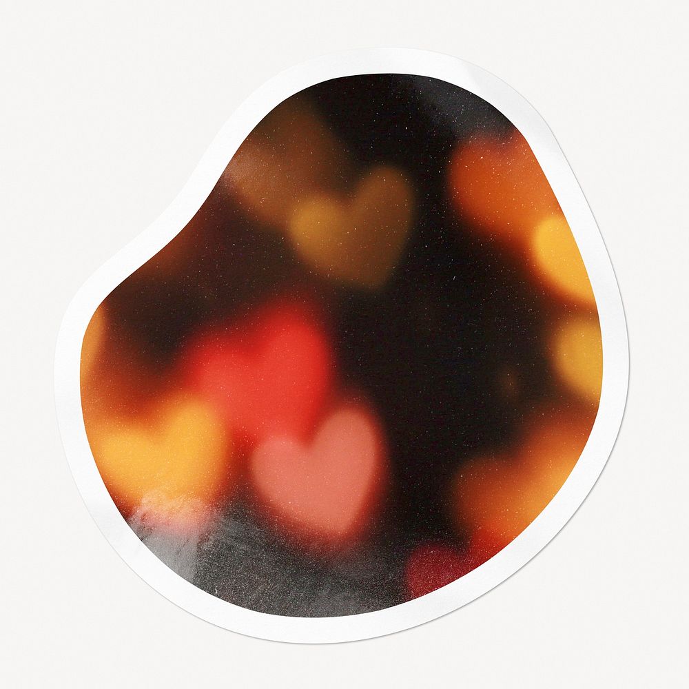 Heart bokeh badge, abstract shape isolated image