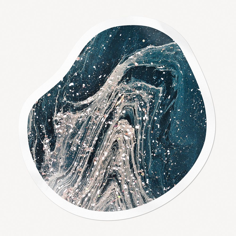 Blue marble aesthetic badge, abstract shape isolated image