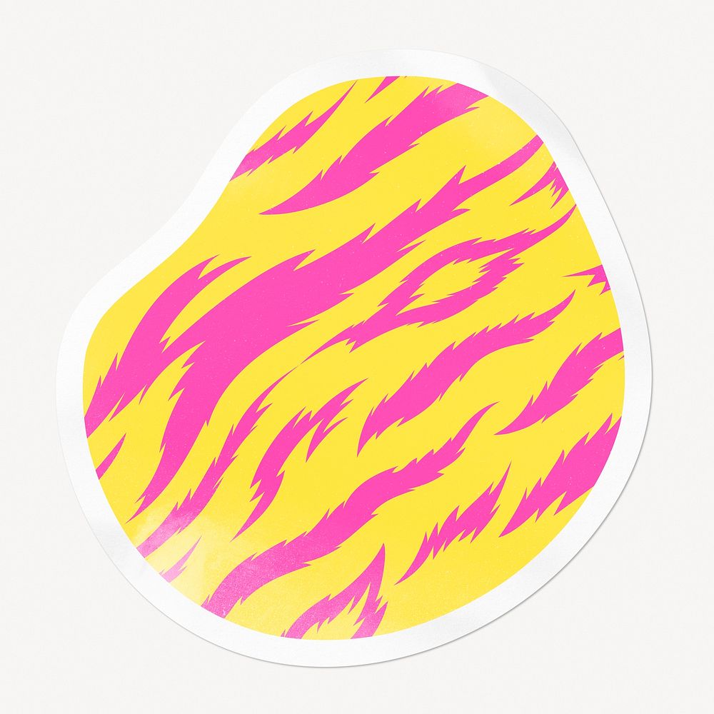 Tiger stripes pattern badge, abstract shape isolated image