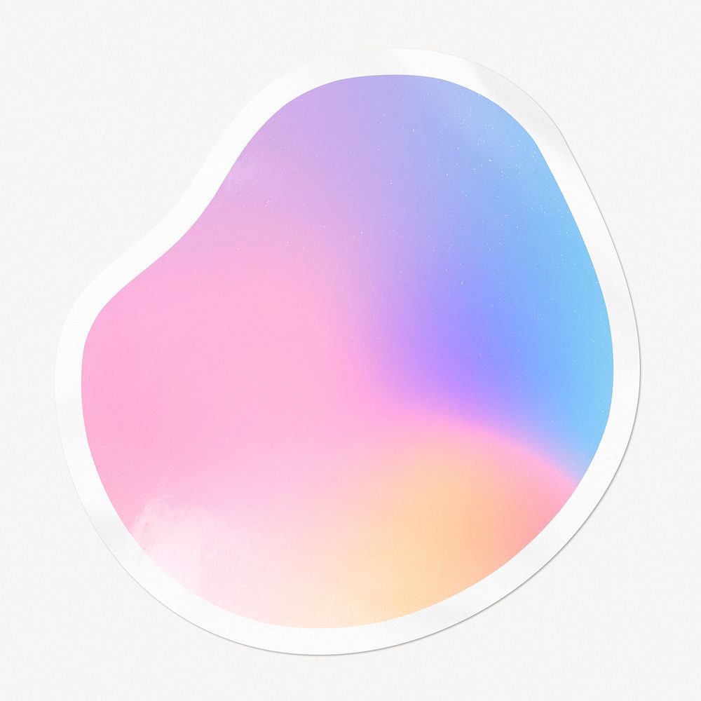Pink holographic badge, abstract shape isolated image