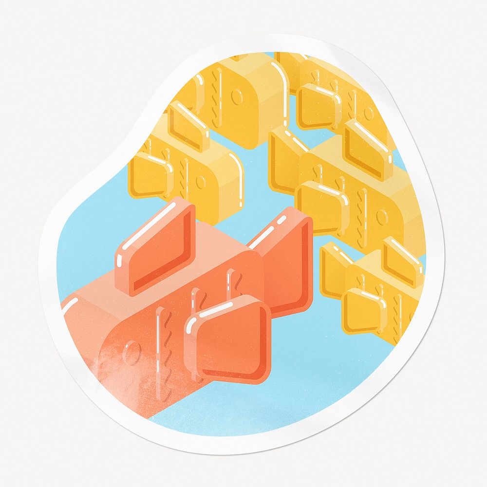 Cute goldfish pattern badge, abstract shape isolated image