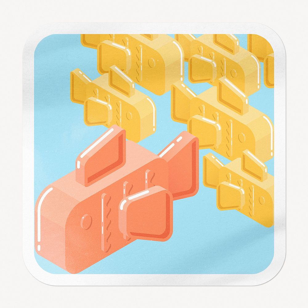Cute goldfish pattern square badge, pop color image