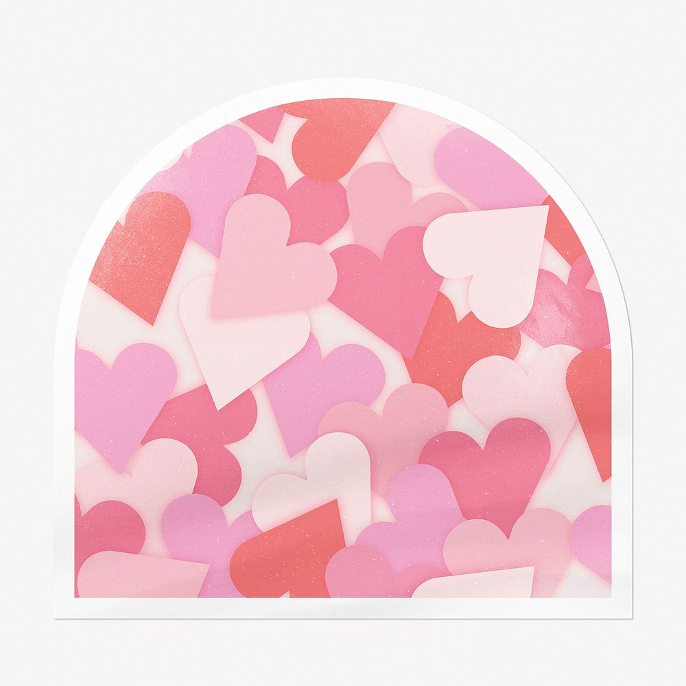 Pink heart pattern arc badge, Valentine's celebration image