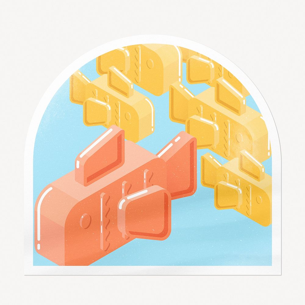 Cute goldfish pattern arc badge, pop color image