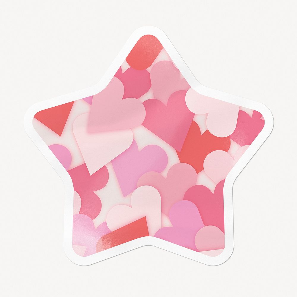 Pink heart pattern star badge, Valentine's celebration image