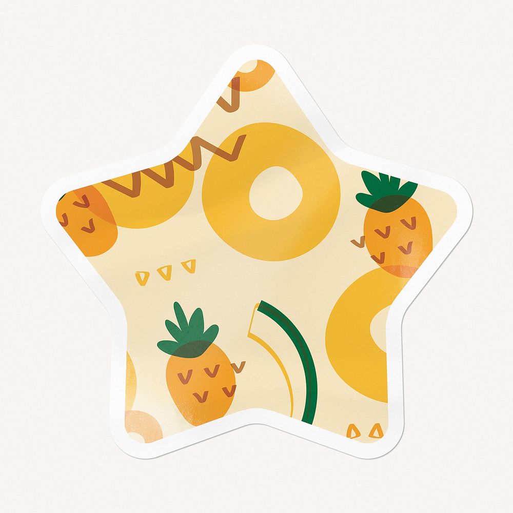 Tropical pineapple pattern star badge, cute fruit image