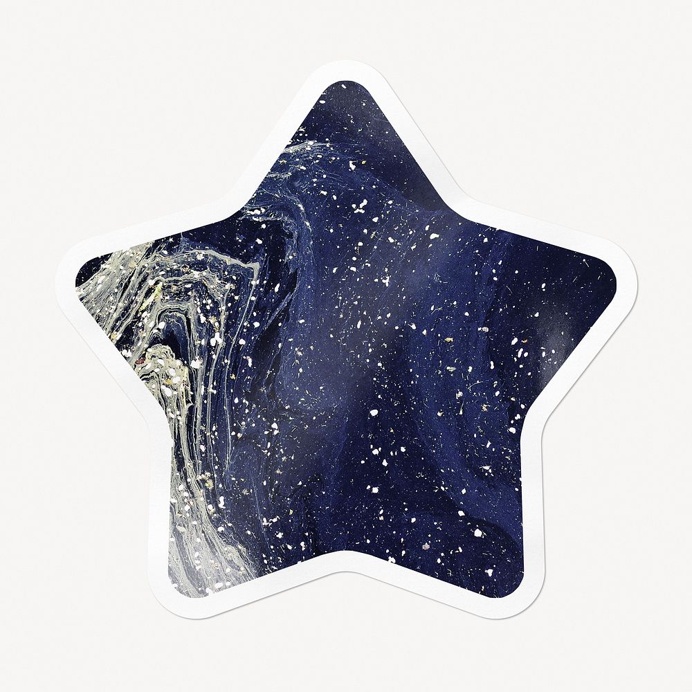Blue marble aesthetic star badge, fluid art image
