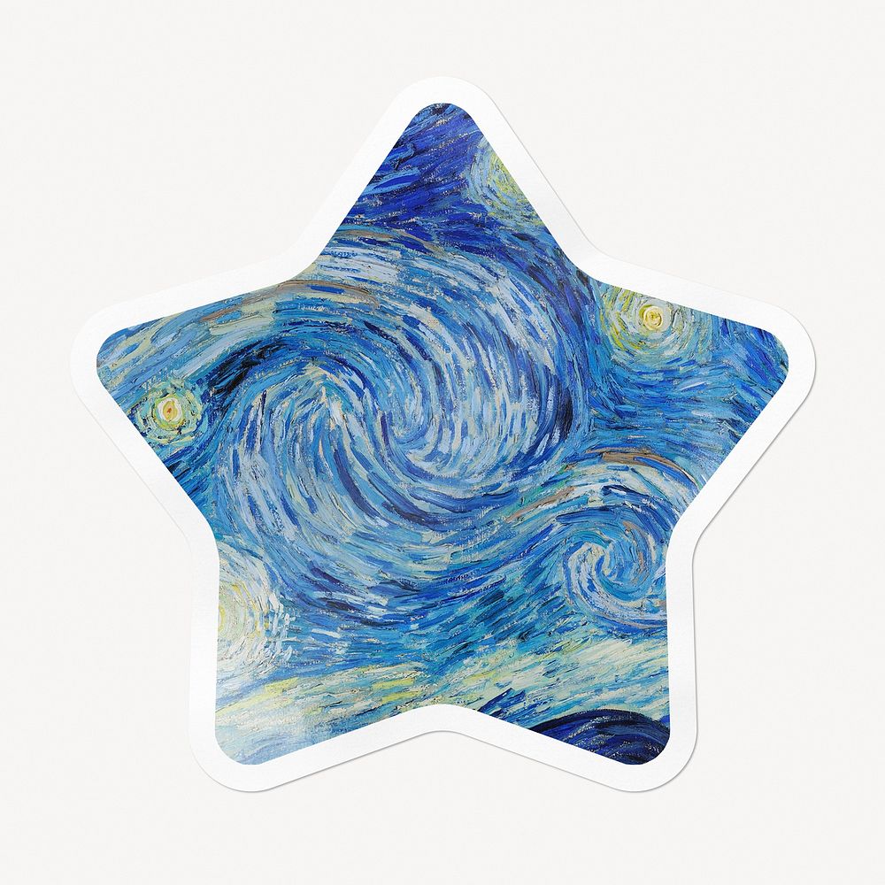 The Starry Night star badge, famous painting, remixed by rawpixel