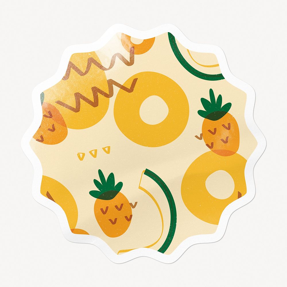 Tropical pineapple pattern starburst badge, cute fruit image