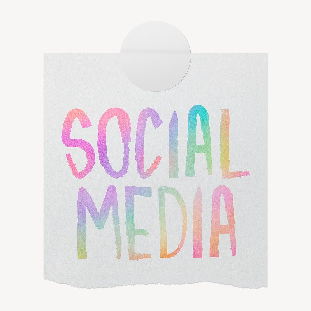 Social media word, ripped paper typography