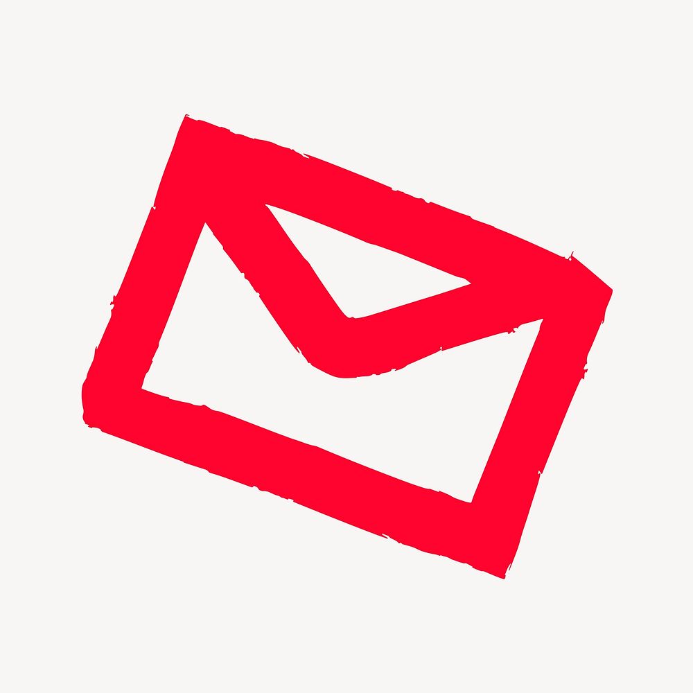 Letter icon, red  illustration, off white design