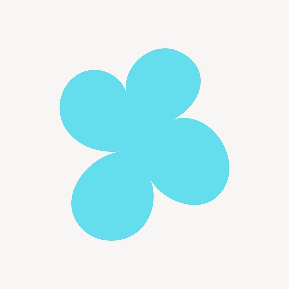 Flower icon, blue  illustration, off white  design