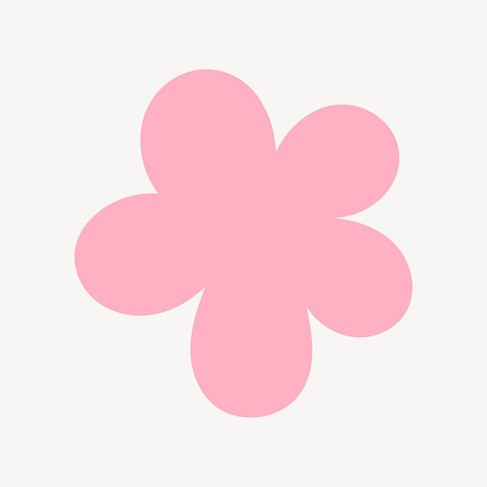 Flower icon, pink illustration, off white design psd