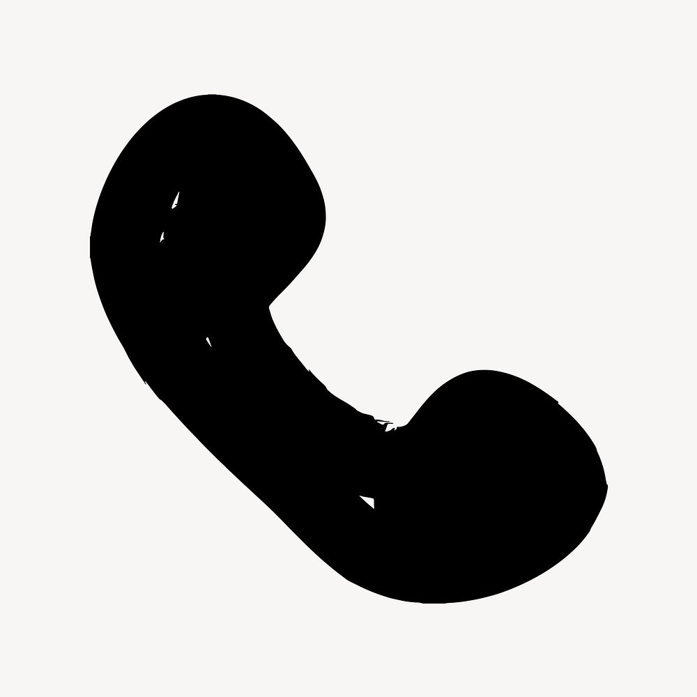 Telephone icon, black  illustration, off white design