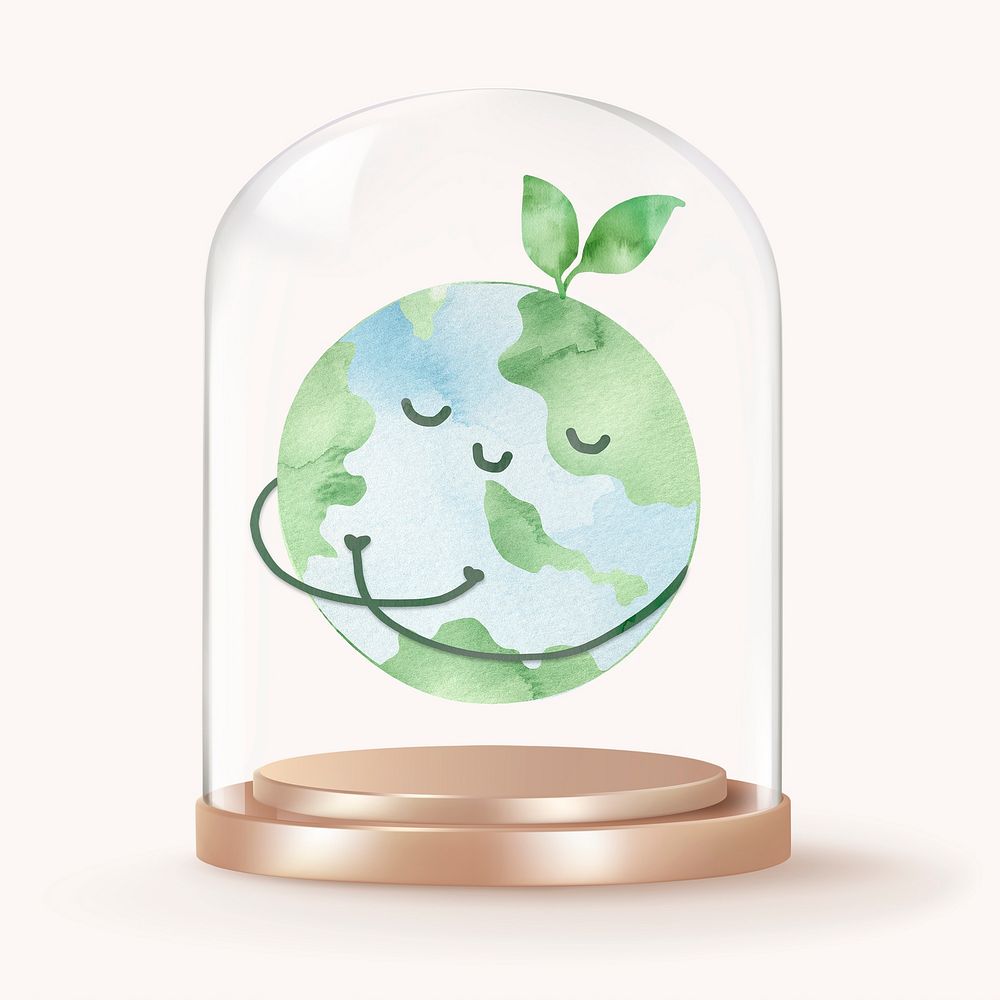 Green Earth in glass dome, environment concept art