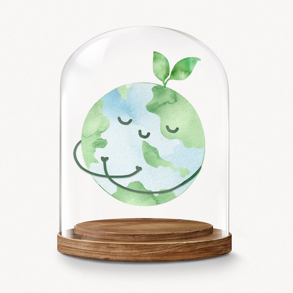 Green Earth in glass dome, environment concept art