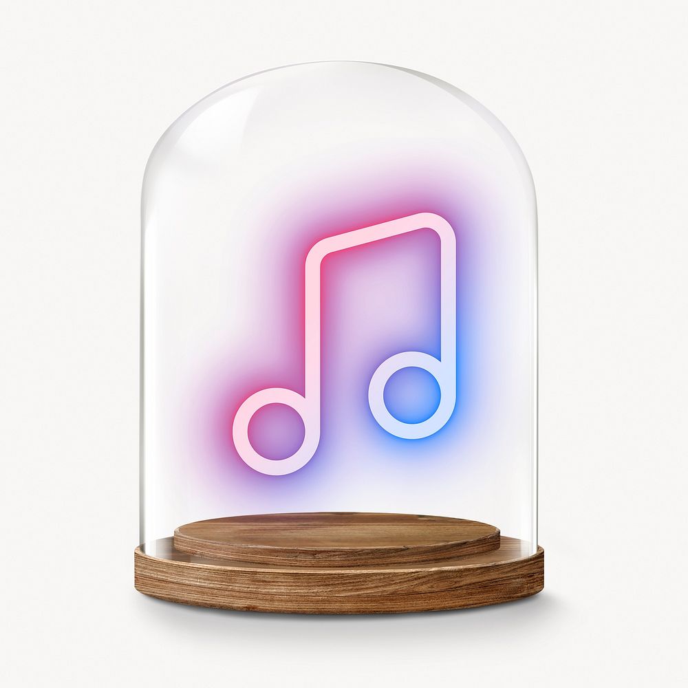 Musical note in glass dome, music icon concept art