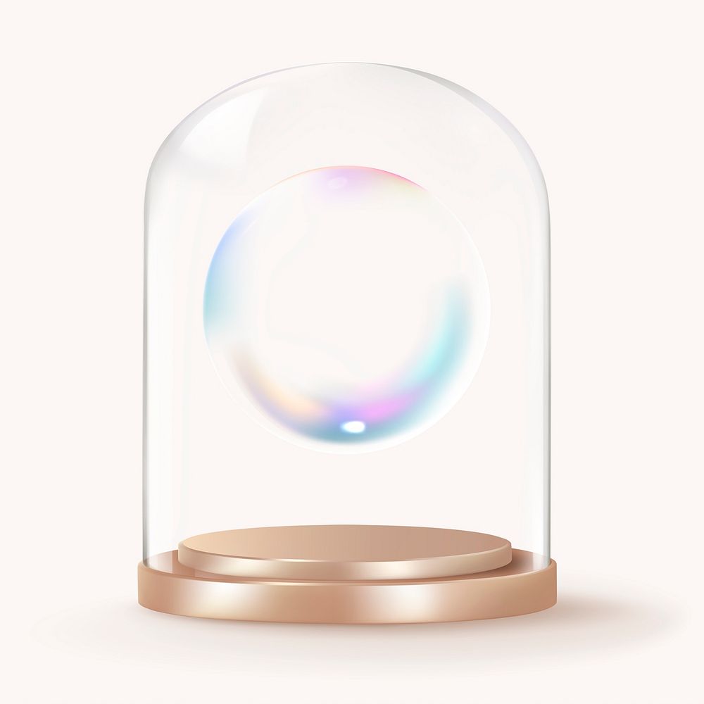 Holographic bubble in glass dome, aesthetic concept art