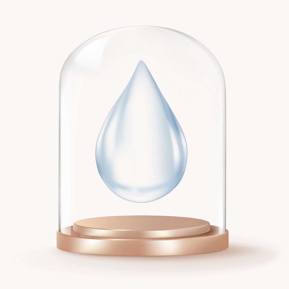 Water drop in glass dome, environment concept art