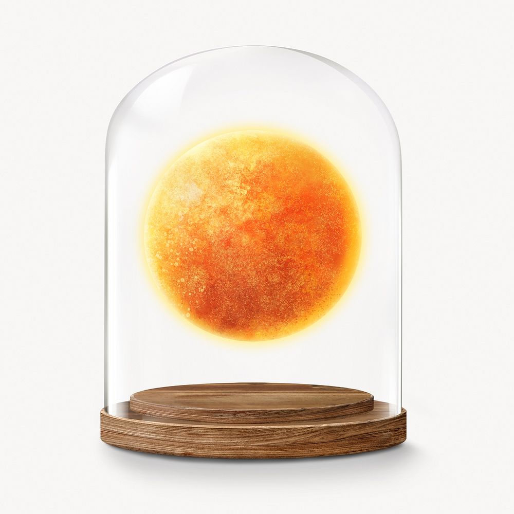 Planet Sun in glass dome, space, galaxy concept art
