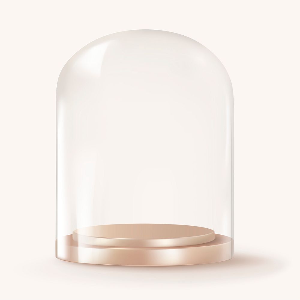 Glass cloche mockup, product backdrop with rose gold base psd