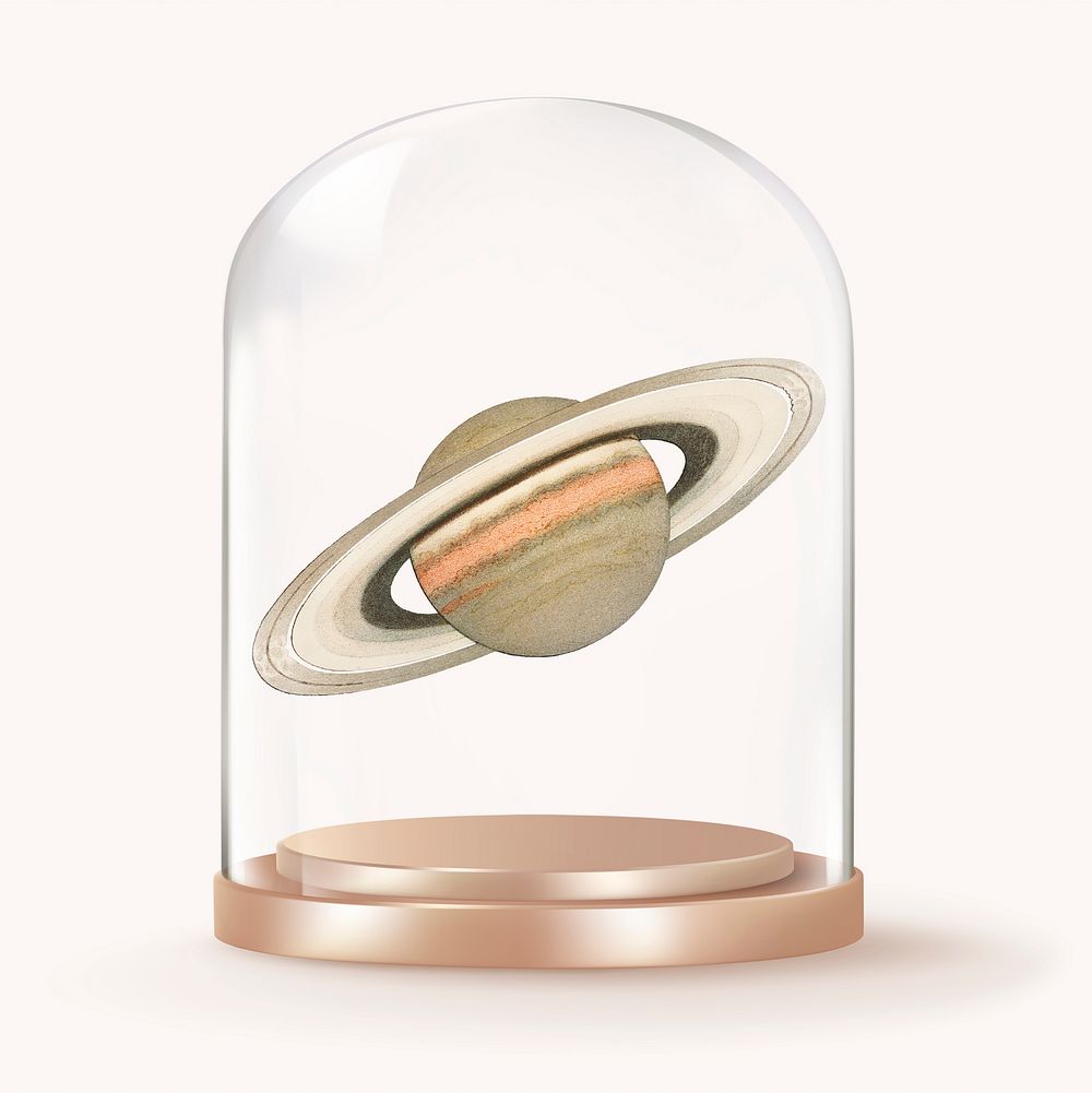 Saturn in glass dome, space, galaxy concept art