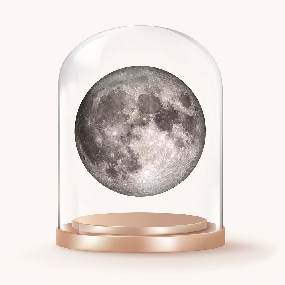 Moon planet in glass dome, space, galaxy concept art