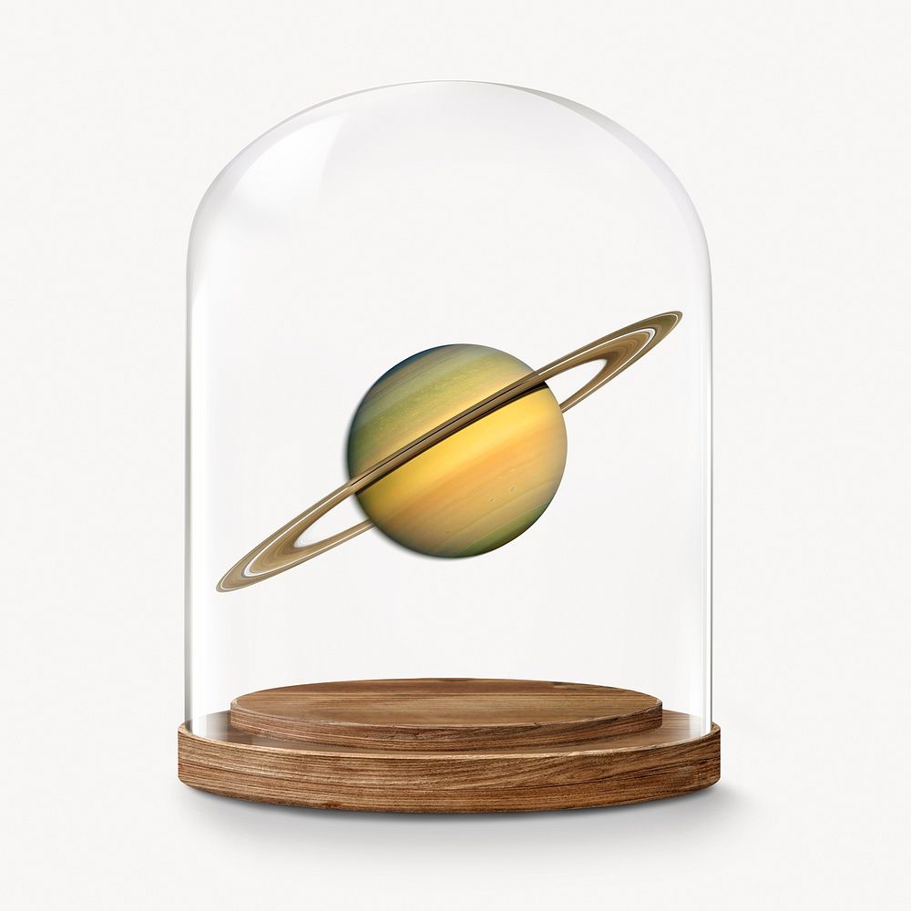 Saturn in glass dome, space, galaxy concept art
