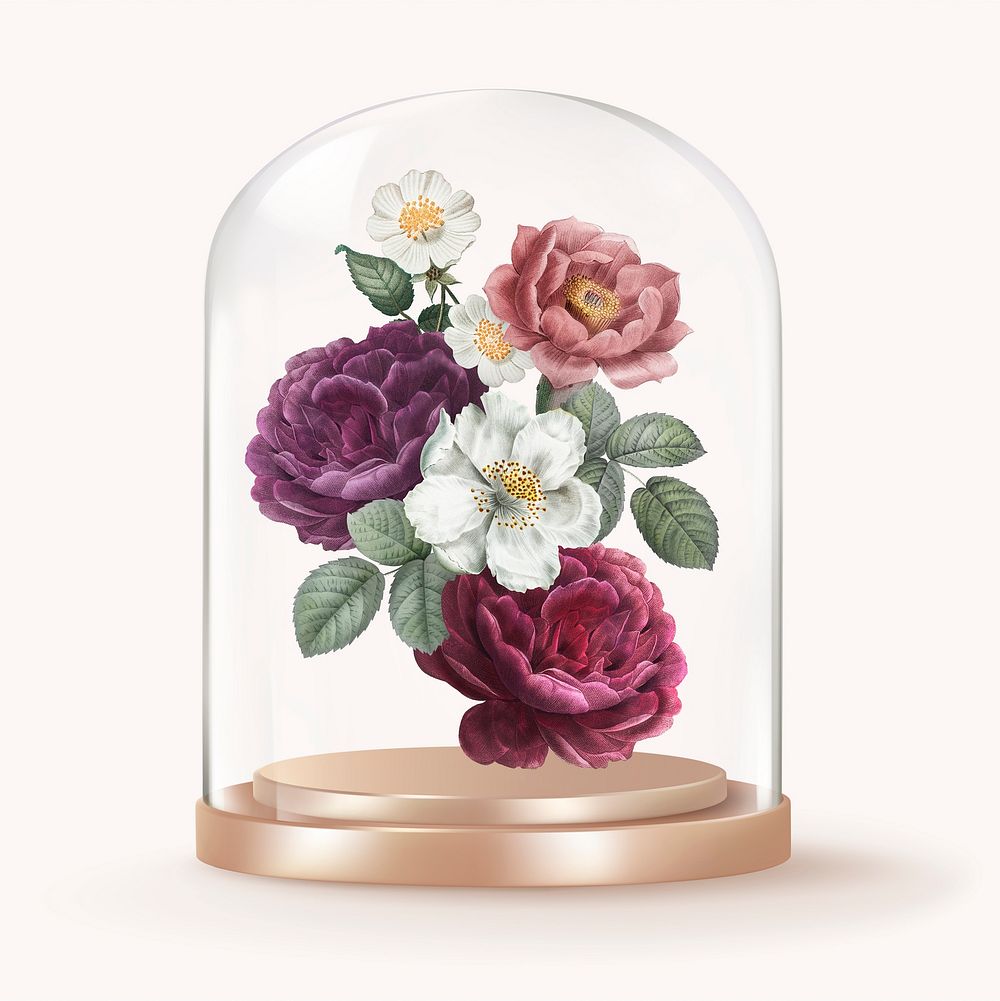 Wildflowers in glass dome, botanical concept art