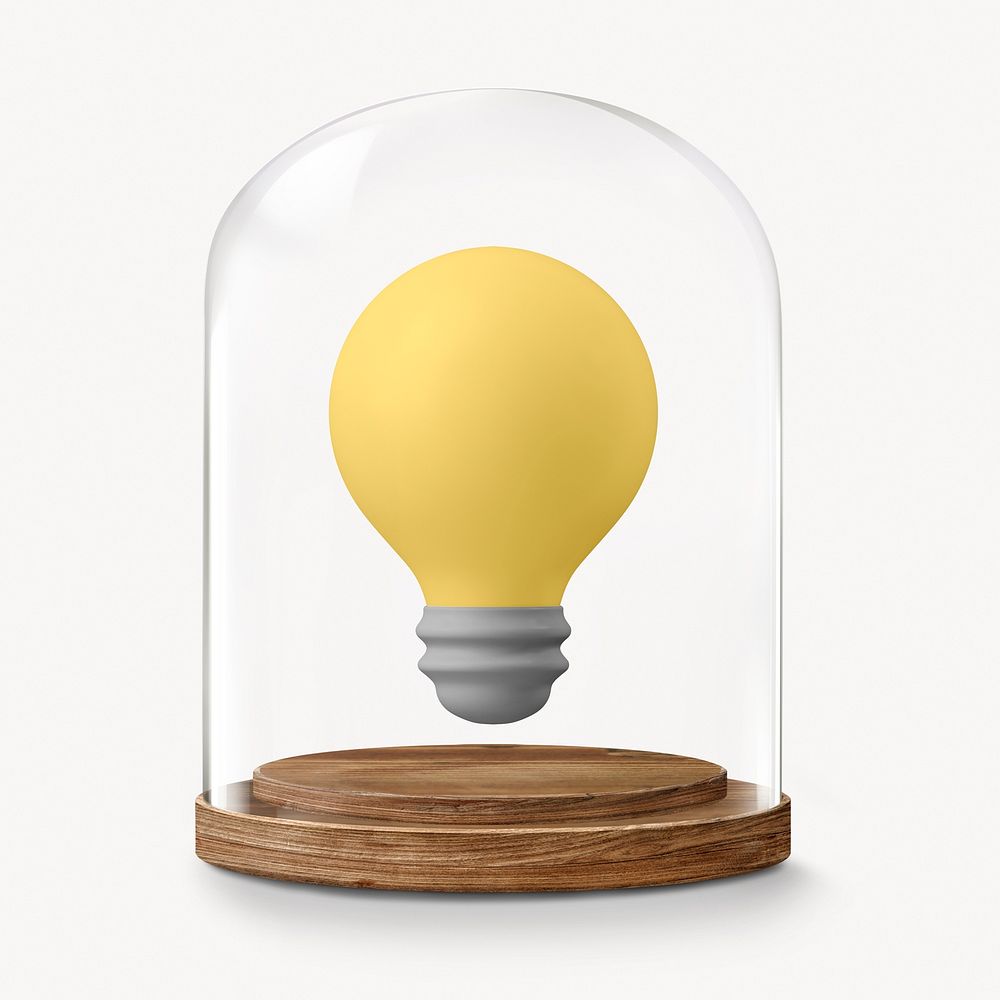 3D light bulb in glass dome, ideas concept art