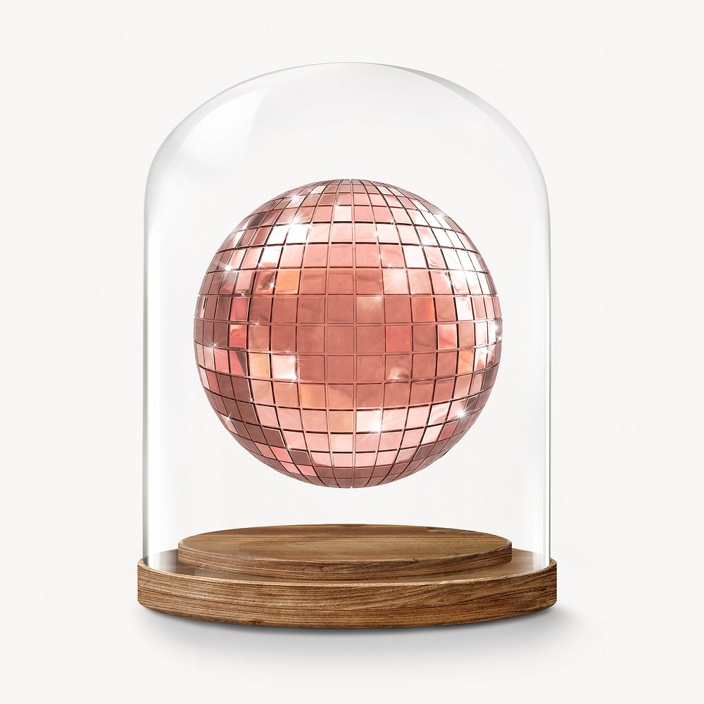 Pink disco ball in glass dome
