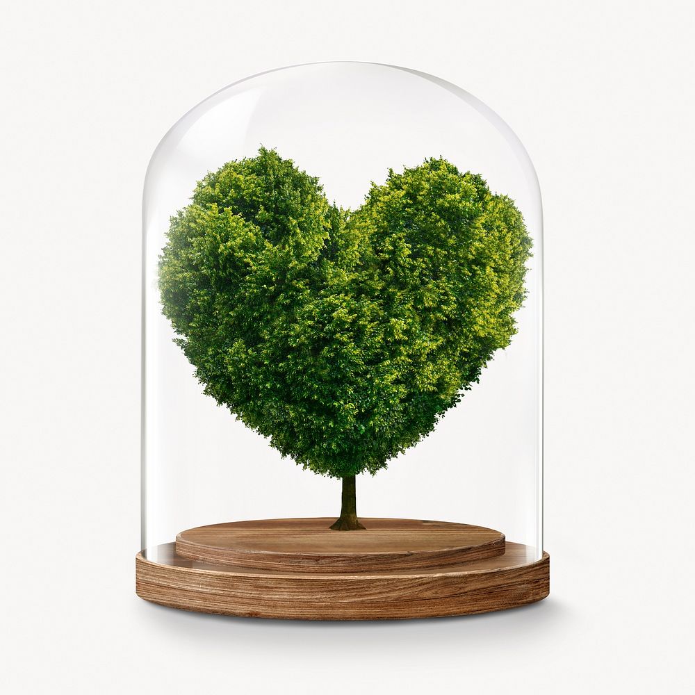 Heart shape tree in glass dome, environment concept art