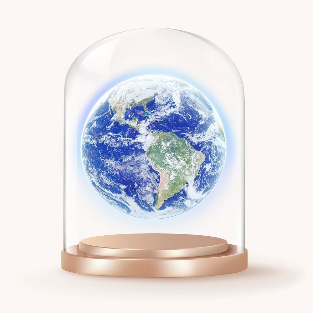 Globe surface in glass dome, environment concept art