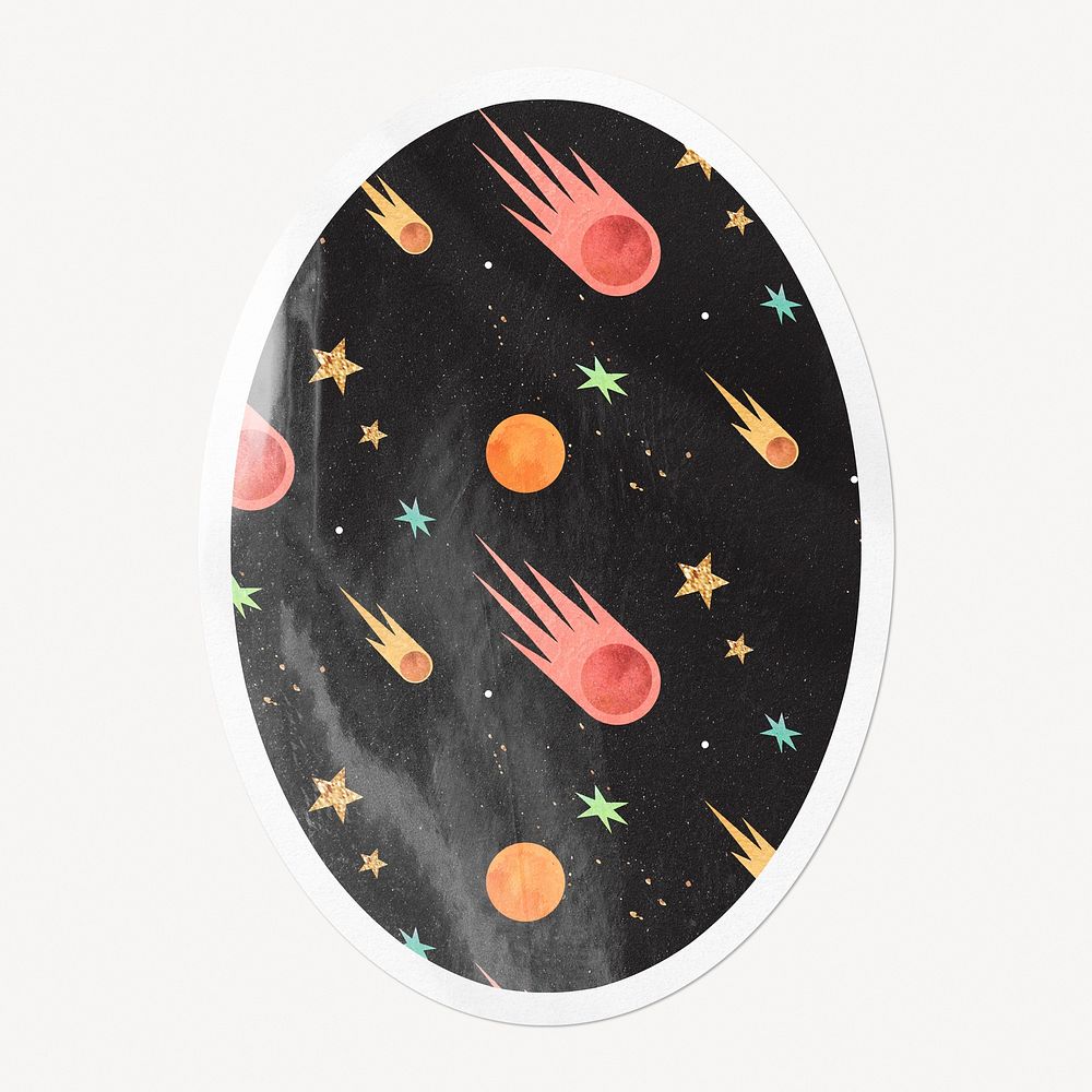 Cute meteorite pattern, oval clipart with white border clipart